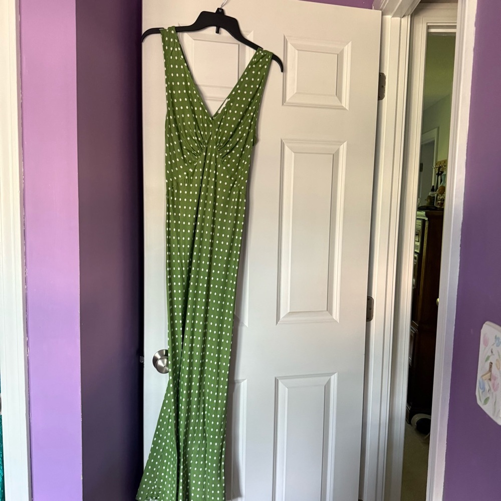 Topshop Green Polka Dot Maxi Dress